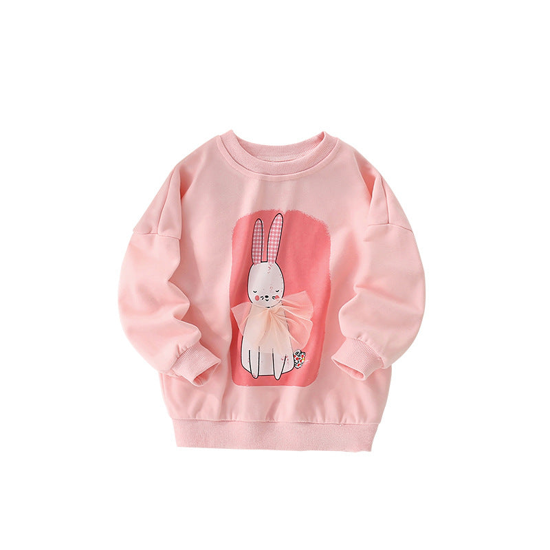 Autumn and Spring Arrival Rabbits Cartoon Pattern Long Sleeves Pullover for Stylish Girls, MyKids-USA®, Sweatshirts, MyKids-USA - Size/Age - 100 (2-3Y) - Color - Pink -  -  - TR2509132231-A