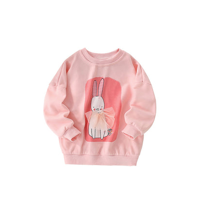 Autumn and Spring Arrival Rabbits Cartoon Pattern Long Sleeves Pullover for Stylish Girls, MyKids-USA®, Sweatshirts, MyKids-USA - Size/Age - 100 (2-3Y) - Color - Pink -  -  - TR2509132231-A