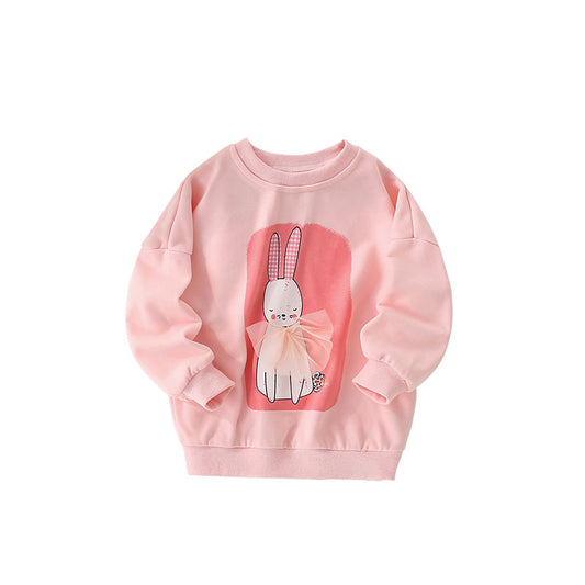 Autumn and Spring Arrival Rabbits Cartoon Pattern Long Sleeves Pullover for Stylish Girls, MyKids-USA®, Sweatshirts, MyKids-USA - Size/Age - 100 (2-3Y) - Color - Pink -  -  - TR2509132231-A