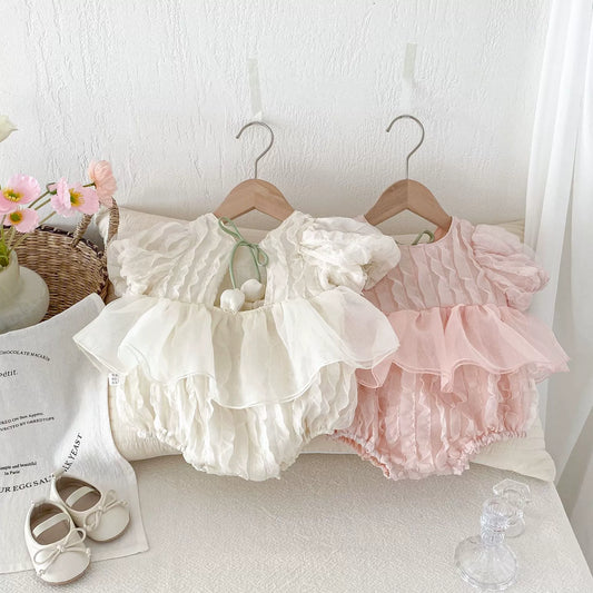 Summer Arrival Baby Girls Ruffle Design Short Sleeves Onesies, MyKids-USA®, Baby One-Pieces, MyKids-USA -  -  -  -  -  -  - 