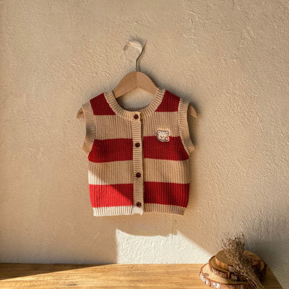 MyKids-USA® Arrival Spring and Autumn Baby Kids Striped Sleeveless Knitted Vest