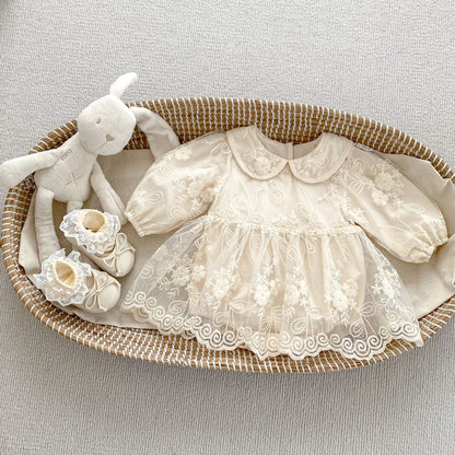 Arrival Baby Girls Long Sleeves Solid Color Floral Embroidered Tulle B MyKids-USA Arrival Baby Girls Long Sleeves Solid Color Floral Embroidered Tulle B MyKids-USA