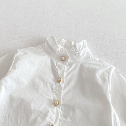 Spring and Autumn Kids Girls Solid Color Beige Long Sleeves Single Breasted Shirt or Preppy Dress Clothing Set, MyKids-USA®, Baby & Toddler Dresses, MyKids-USA -  -  -  -  -  -  - 