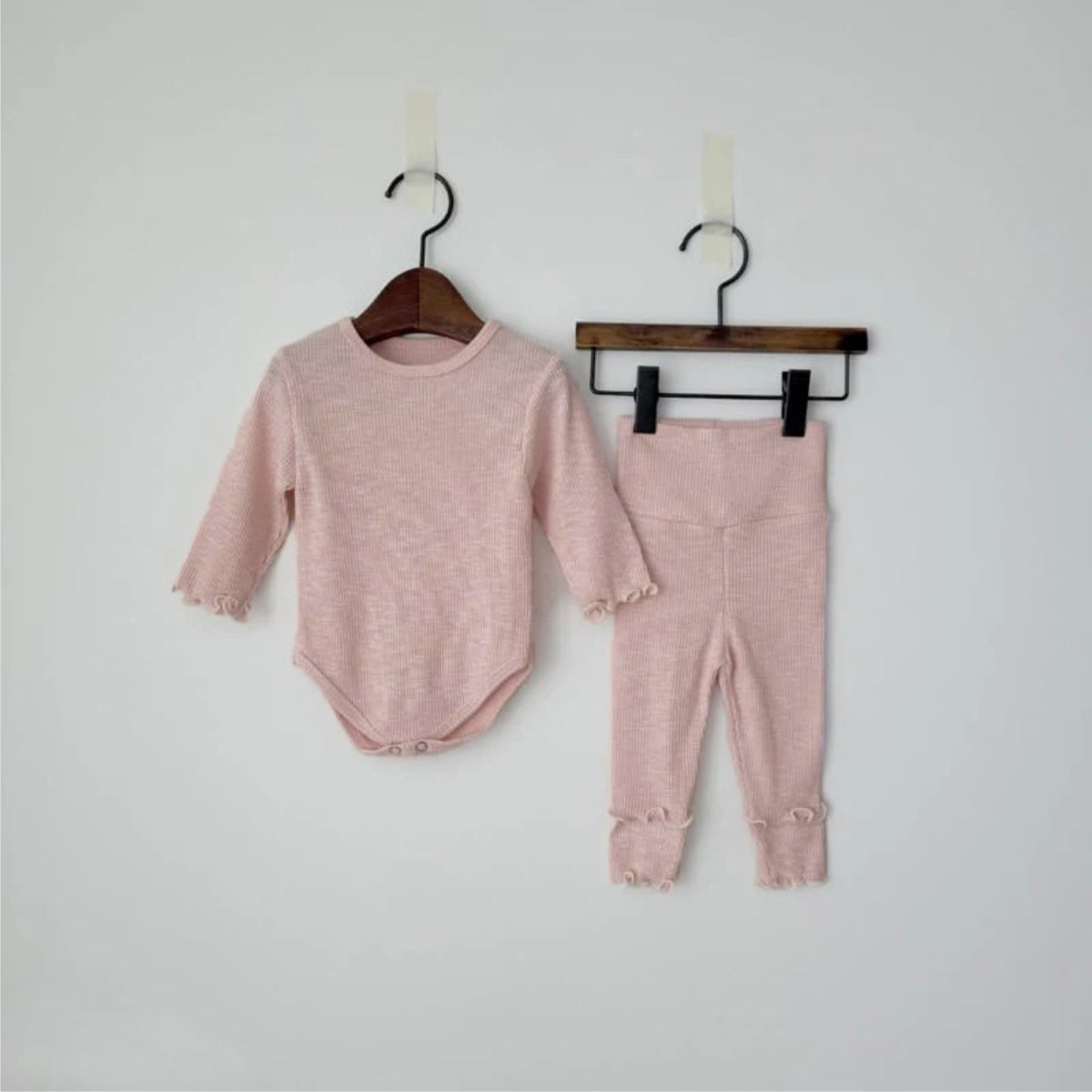 Autumn and Spring Baby Kids Girls Long Sleeves Solid Color Onesies and Pants Clothing Set, MyKids-USA®, Baby & Toddler Outfits, MyKids-USA - Size/Age - 66 (3-6M) - Color - Pink -  -  - TR2601271435-B.