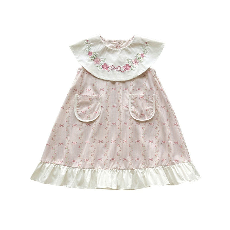 Summer Arrival Baby Girls Sleeveless Flowers and Striped Pattern Dress, MyKids-USA®, Baby & Children's Dresses, MyKids-USA -  -  -  -  -  -  - .