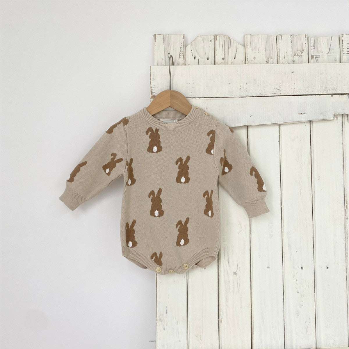 Winter and Spring Arrival Baby Unisex Knitted Long Sleeves Rabbit Pattern Bodysuit, MyKids-USA®, Bodysuits, MyKids-USA - Size/Age - 66 (3-6M) - Color - Apricot -  -  - TR2601102142-A.