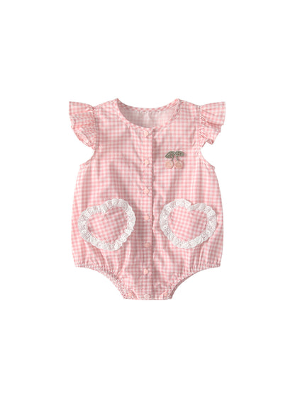 Summer Arrival Baby Girls Fly Sleeves Plaid Pattern Bodysuit, MyKids-USA®, Bodysuits, MyKids-USA -  -  -  -  -  -  - .