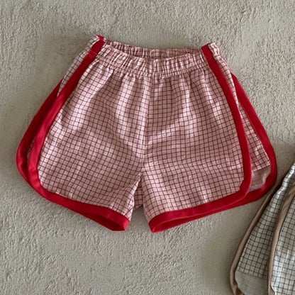 Summer Arrival Kids Unisex Cotton Casual Style Plaid Pattern Shorts, MyKids-USA®, Shorts, MyKids-USA - Size/Age - 73 (6-9M) - Color - Pink -  -  - TR2505102238-B