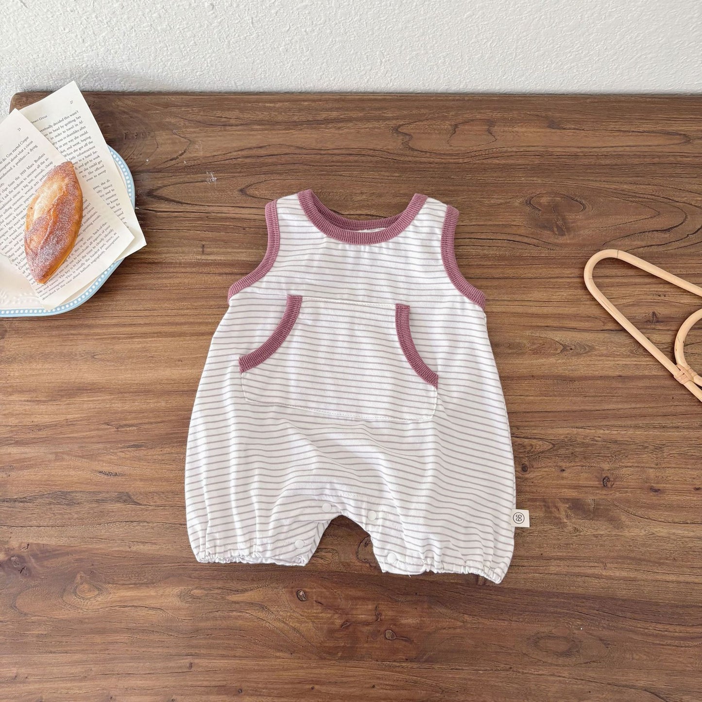 Summer Arrival Baby Unisex Casual Striped Pattern Sleeveless Onesies, MyKids-USA®, Baby One-Pieces, MyKids-USA - Size/Age - 66 (3-6M) - Color - Purple -  -  - TR2505052002-B