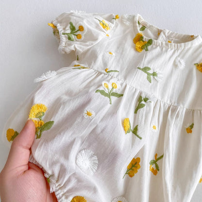 Summer Arrival Baby Girls Cute Short Sleeves Crew Neck Floral Embroidered Pattern Onesies, MyKids-USA®, Baby One-Pieces, MyKids-USA -  -  -  -  -  -  - 