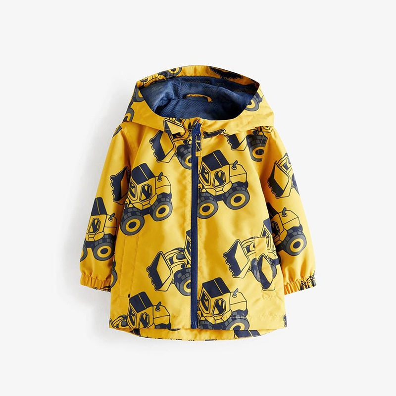 European And American Style Boys’ Outerwear: Hooded Zip-Up Cartoon Coat With Long Sleeves For Children
