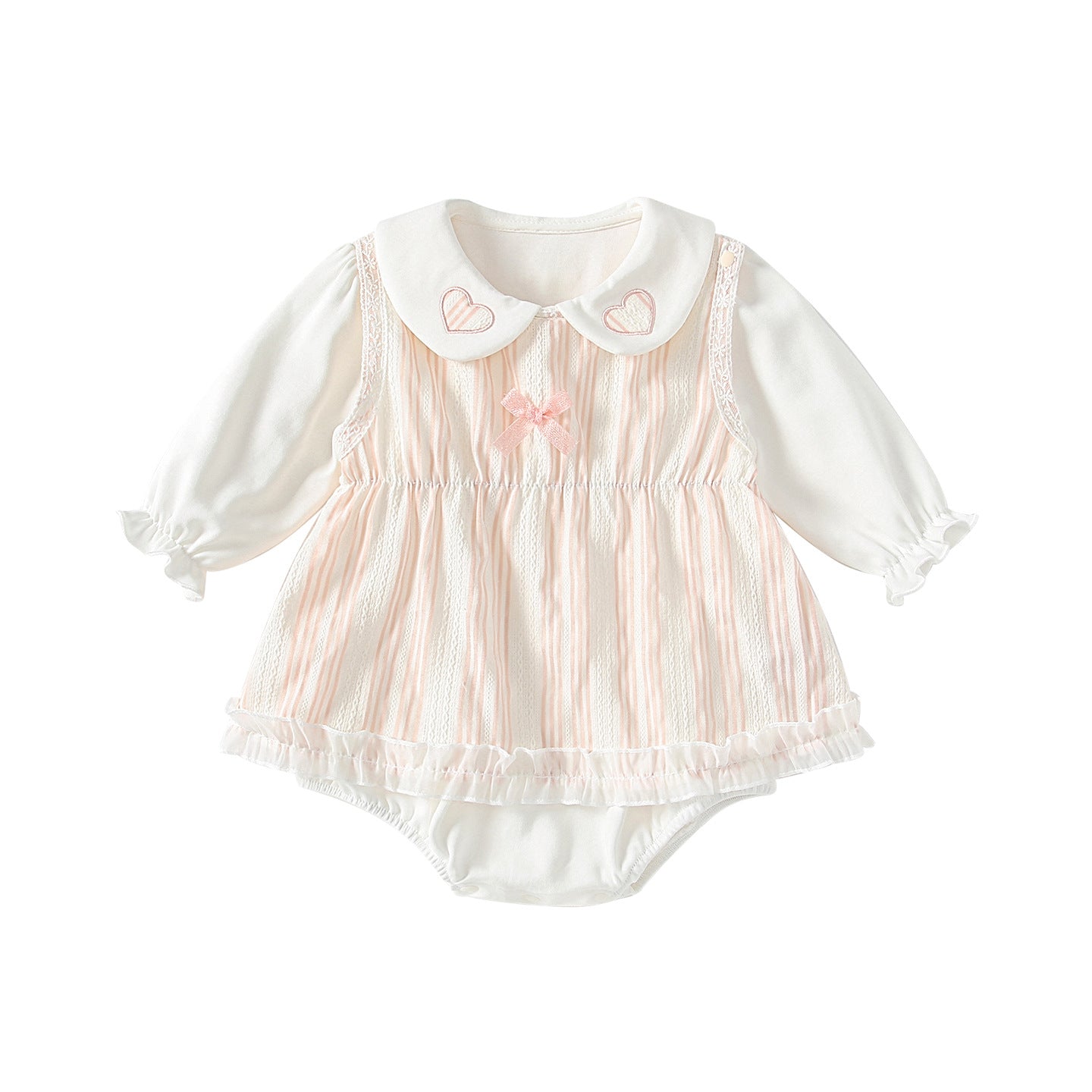 Arrival Spring Baby Girls Hearts Embroidery Long Sleeves Onesies with Striped Sleeveless Dress Clothing Set, MyKids-USA®, Baby & Toddler Outfits, MyKids-USA -  -  -  -  -  -  - .