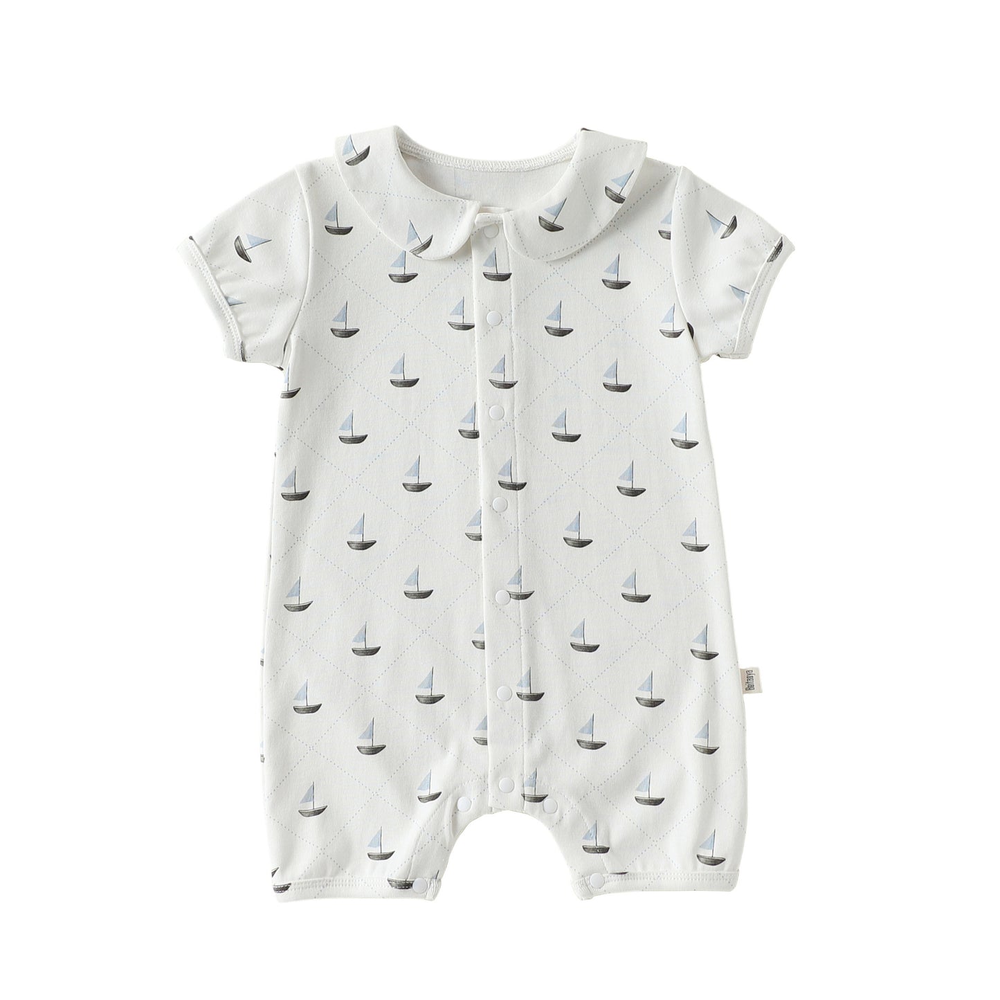 Summer Arrival Baby Unisex Short Sleeves Geometric Pattern Single Breasted Rompers, MyKids-USA®, Baby & Children's One-Pieces, MyKids-USA - Size/Age - 66 (3-6M) - Color - Beige -  -  - TR2604212301-A.