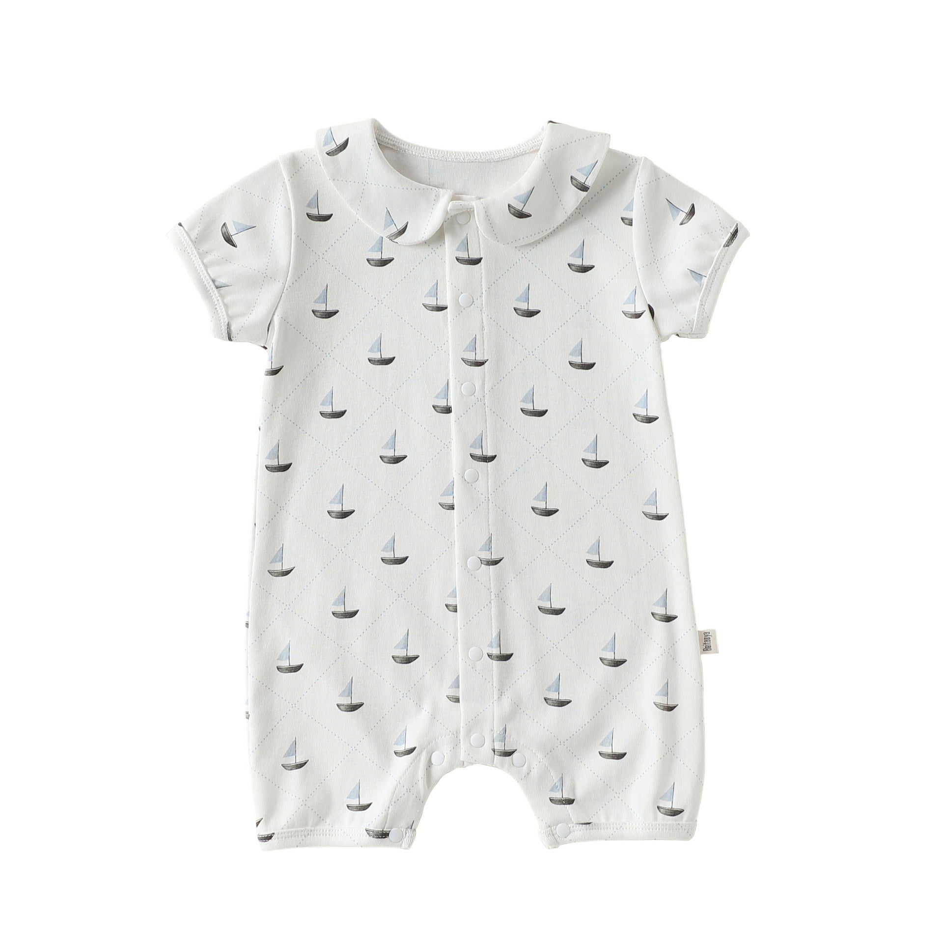 Summer Arrival Baby Unisex Short Sleeves Geometric Pattern Single Breasted Rompers, MyKids-USA®, Baby & Children's One-Pieces, MyKids-USA - Size/Age - 66 (3-6M) - Color - Beige -  -  - TR2604212301-A.