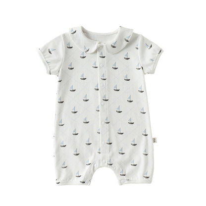 Summer Arrival Baby Unisex Short Sleeves Geometric Pattern Single Breasted Rompers, MyKids-USA®, Baby & Children's One-Pieces, MyKids-USA - Size/Age - 66 (3-6M) - Color - Beige -  -  - TR2604212301-A.