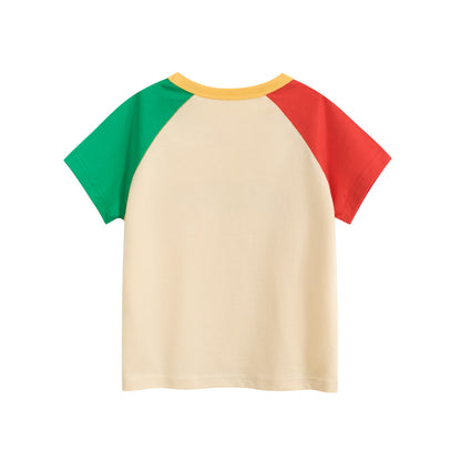 Summer Boys’ Letters Pattern Color Patchwork T-shirt in European and American Style, MyKids-USA®, Baby & Toddler Tops, MyKids-USA -  -  -  -  -  -  - 