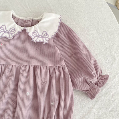 MyKids-USA® Autumn Embroidery Pattern Baby Kids Girls Princess Long Sleeves Bodysuit