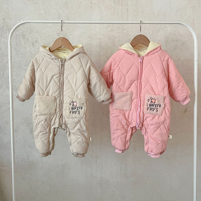 MyKids-USA® Winter Arrival Baby Long Sleeves Warm Letters Pattern Cotton-Padded Hooded Rompers