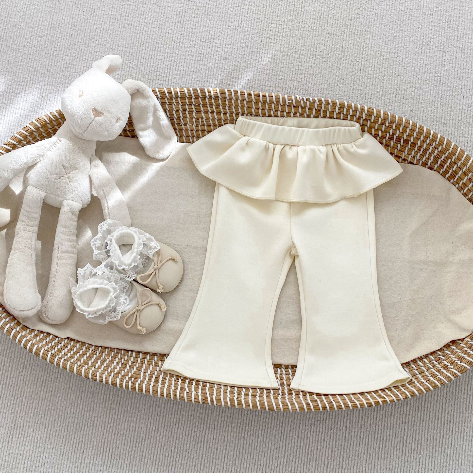 Arrival Baby Kids Girls Solid Color Flared Pants, MyKids-USA®, Baby & Toddler Bottoms, MyKids-USA - Size/Age - 73 (6-9M) - Color - Beige -  -  - TR2603011658-A.