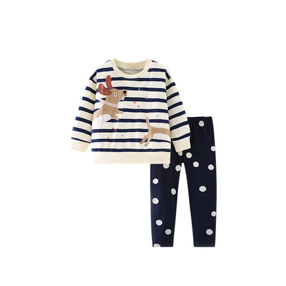 Spring and Autumn Girls Cartoon Puppy Pattern Long Sleeves Pullover and Pants Clothing Set, MyKids-USA®, Baby & Toddler Outfits, MyKids-USA - Size/Age - 100 (2-3Y) - Color - Beige -  -  - TR2602031056-A.