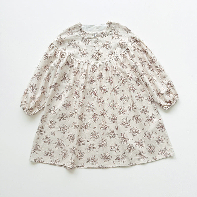 Arrival Autumn Girls Cute Flowers Pattern Long Sleeves Crew Neck Casual Loose Dress, MyKids-USA®, Baby & Toddler Dresses, MyKids-USA - Size/Age - 90 (12-24M) - Color - Coffee -  -  - TR2508272201-A