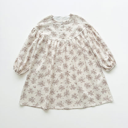 Arrival Autumn Girls Cute Flowers Pattern Long Sleeves Crew Neck Casual Loose Dress, MyKids-USA®, Baby & Toddler Dresses, MyKids-USA - Size/Age - 90 (12-24M) - Color - Coffee -  -  - TR2508272201-A