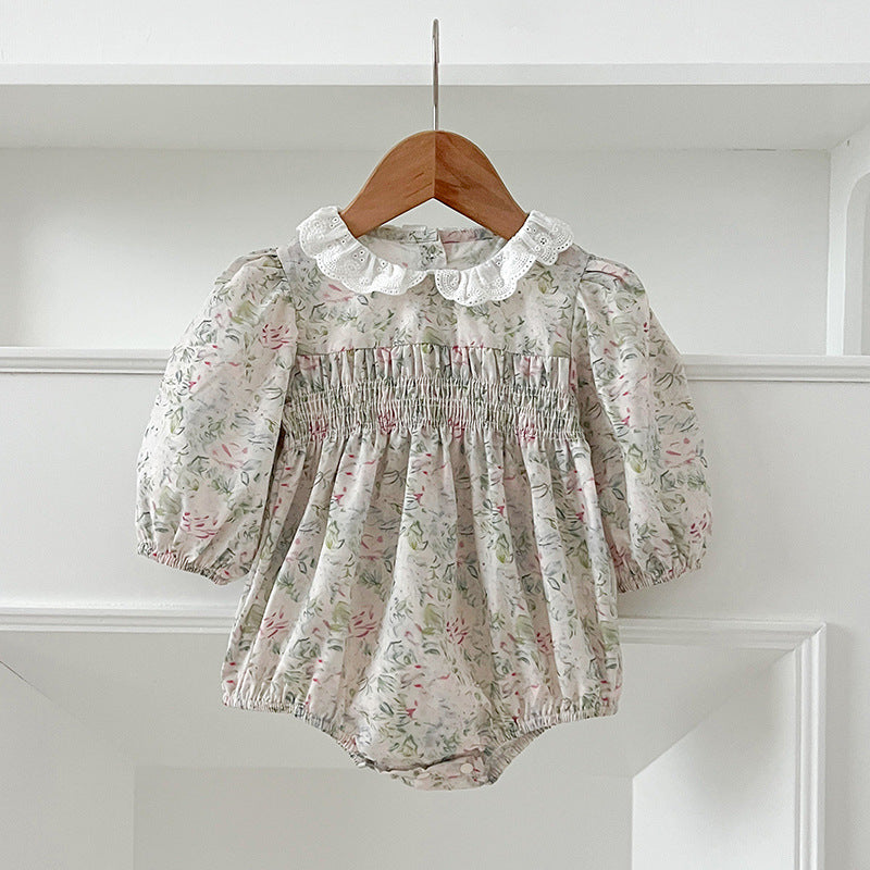 Arrival Autumn Baby Kids Girls Long Sleeves Light Green Floral French Collar Onesies and Dress – Princess Sister Matching Set, MyKids-USA®, Baby & Toddler Outfits, MyKids-USA - Size/Age - 66 (3-6M) - Color - Green -  -  - TR2408161017-A