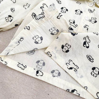 MyKids-USA® Hot Selling Autumn Baby Kids Boys Long Sleeves Puppy Pattern Shirt and Overalls Set