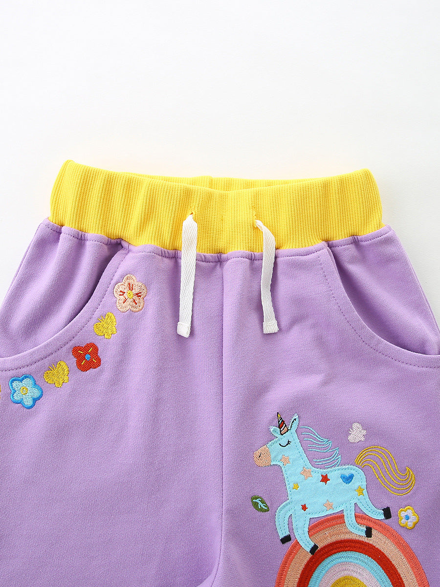 Arrival Summer Baby Kids Girls Short Sleeves Cartoon Pattern T-shirt and Shorts Clothing Set
