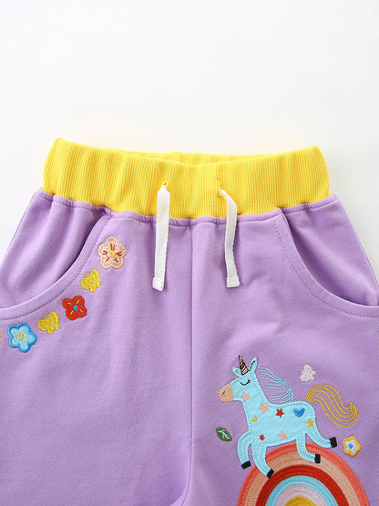 Arrival Summer Baby Kids Girls Short Sleeves Cartoon Pattern T-shirt and Shorts Clothing Set