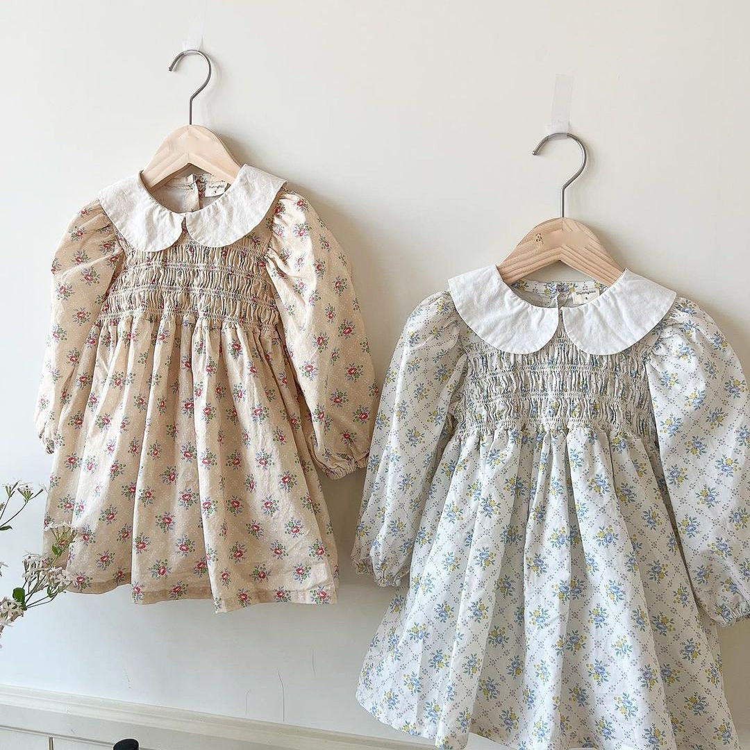 MyKids-USA® Autumn Floral Pattern Baby Kids Girls Princess Long Sleeves Dress