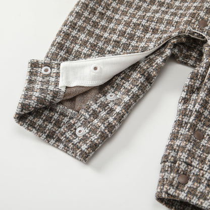 Autumn Hot Selling Baby Boys Color Patchwork Plaid Rompers Bodysuits with Collar, MyKids-USA®, Baby One-Pieces, MyKids-USA -  -  -  -  -  -  - 