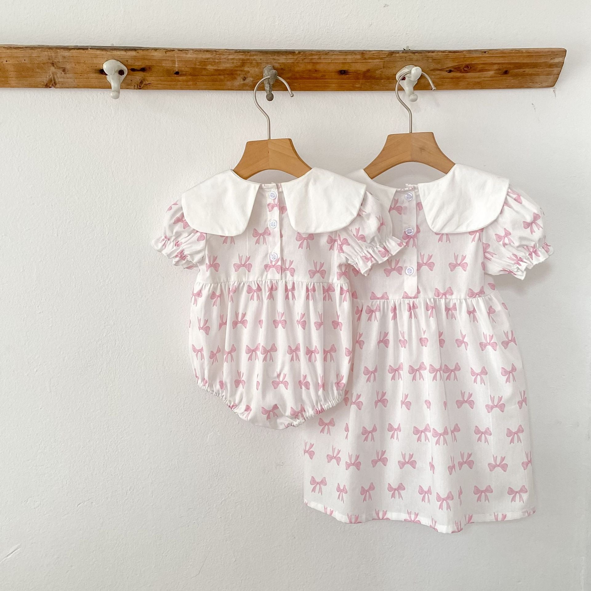 Summer Baby Girls French-style Butterfly-bow Pattern Short Sleeves Onesies and Dress – Princess Sister Matching Set, MyKids-USA®, Baby & Toddler Dresses, MyKids-USA -  -  -  -  -  -  - 