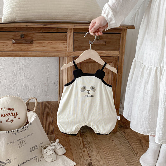 Summer Arrival Baby Unisex Sleeveless Cartoon Panda Pattern Bodysuit, MyKids-USA®, Baby One-Pieces, MyKids-USA - Size/Age - 66 (3-6M) - Color - Beige -  -  - TR2603202059-A.