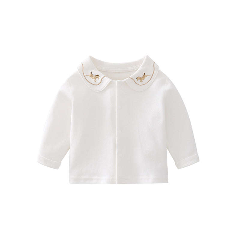 Arrival Spring and Autumn Baby Kids Girls Embroidered Pattern Collar Shirt