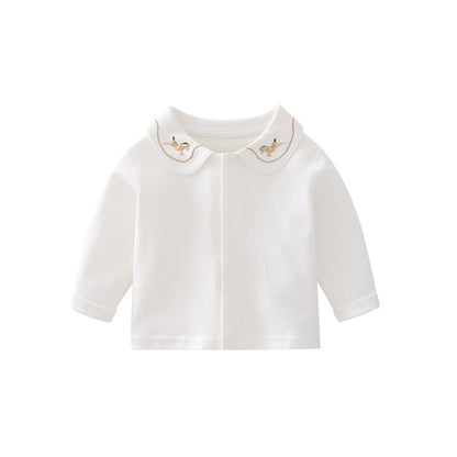 Arrival Spring and Autumn Baby Kids Girls Embroidered Pattern Collar Shirt