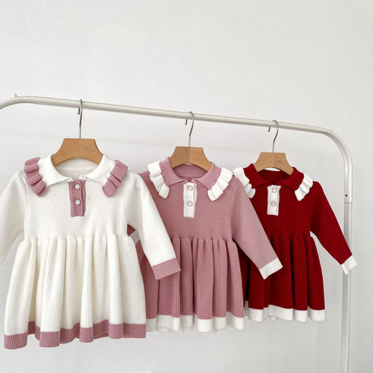 Autumn Arrival Baby Girls Knitted Long Sleeves Color Patchwork Dress, MyKids-USA®, Baby & Toddler Dresses, MyKids-USA -  -  -  -  -  -  - .