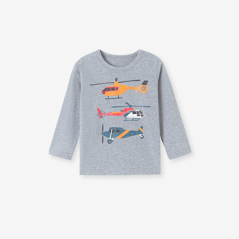 Autumn Arrival Kids Boys Aircrafts Cartoon Pattern Crew Neck Long Sleeves Top Sweatshirt, MyKids-USA®, Baby & Toddler Tops, MyKids-USA - Size/Age - 90 (12-24M) - Color - Grey -  -  - TR2507141852-A