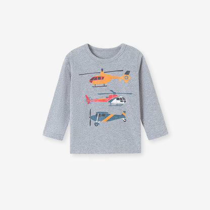 Autumn Arrival Kids Boys Aircrafts Cartoon Pattern Crew Neck Long Sleeves Top Sweatshirt, MyKids-USA®, Baby & Toddler Tops, MyKids-USA - Size/Age - 90 (12-24M) - Color - Grey -  -  - TR2507141852-A