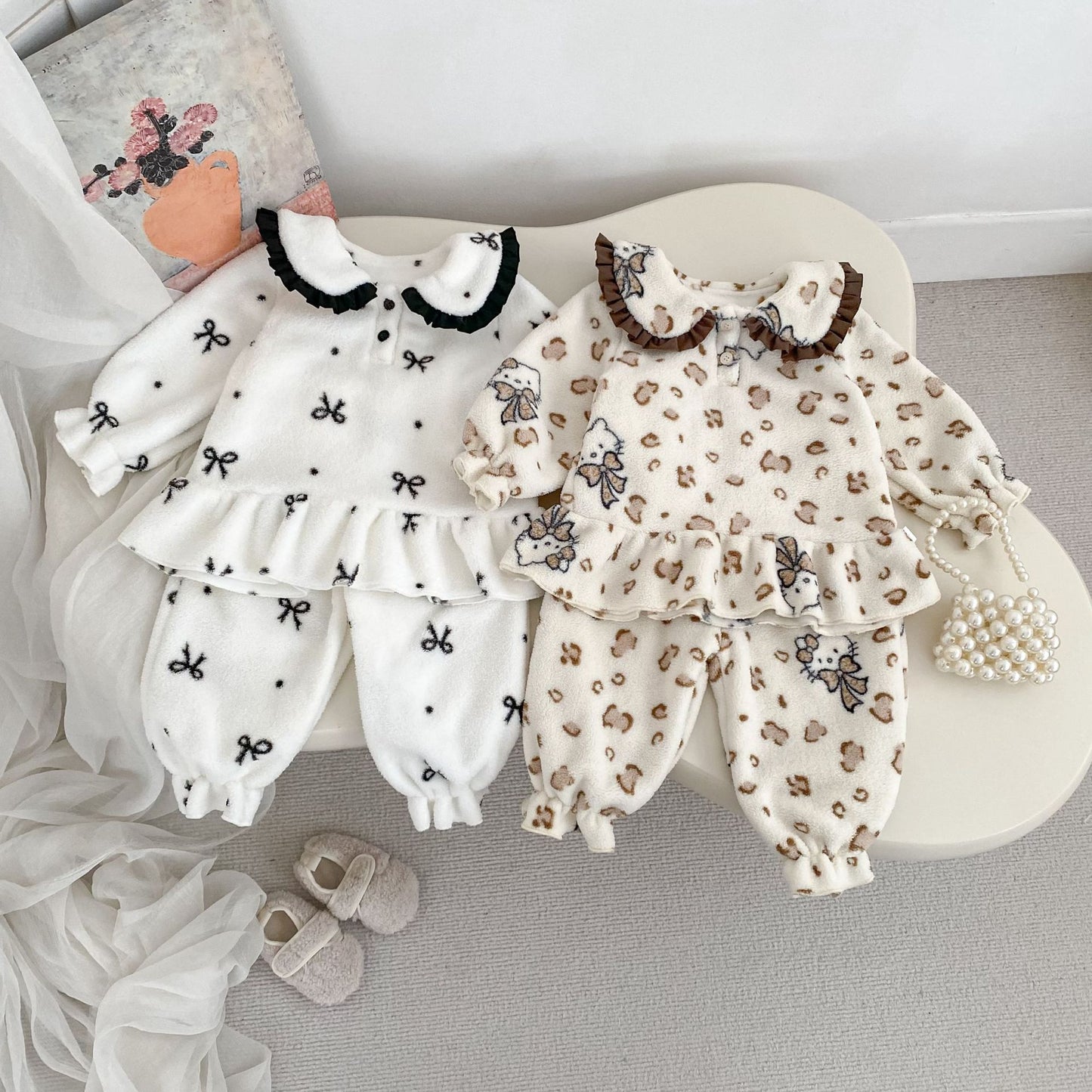 Winter Baby Kids Girls Long Sleeves Cute Pattern Top and Pants Fluffy Warm Pajamas Clothing Set, MyKids-USA®, Baby & Toddler Sleepwear, MyKids-USA -  -  -  -  -  -  - 