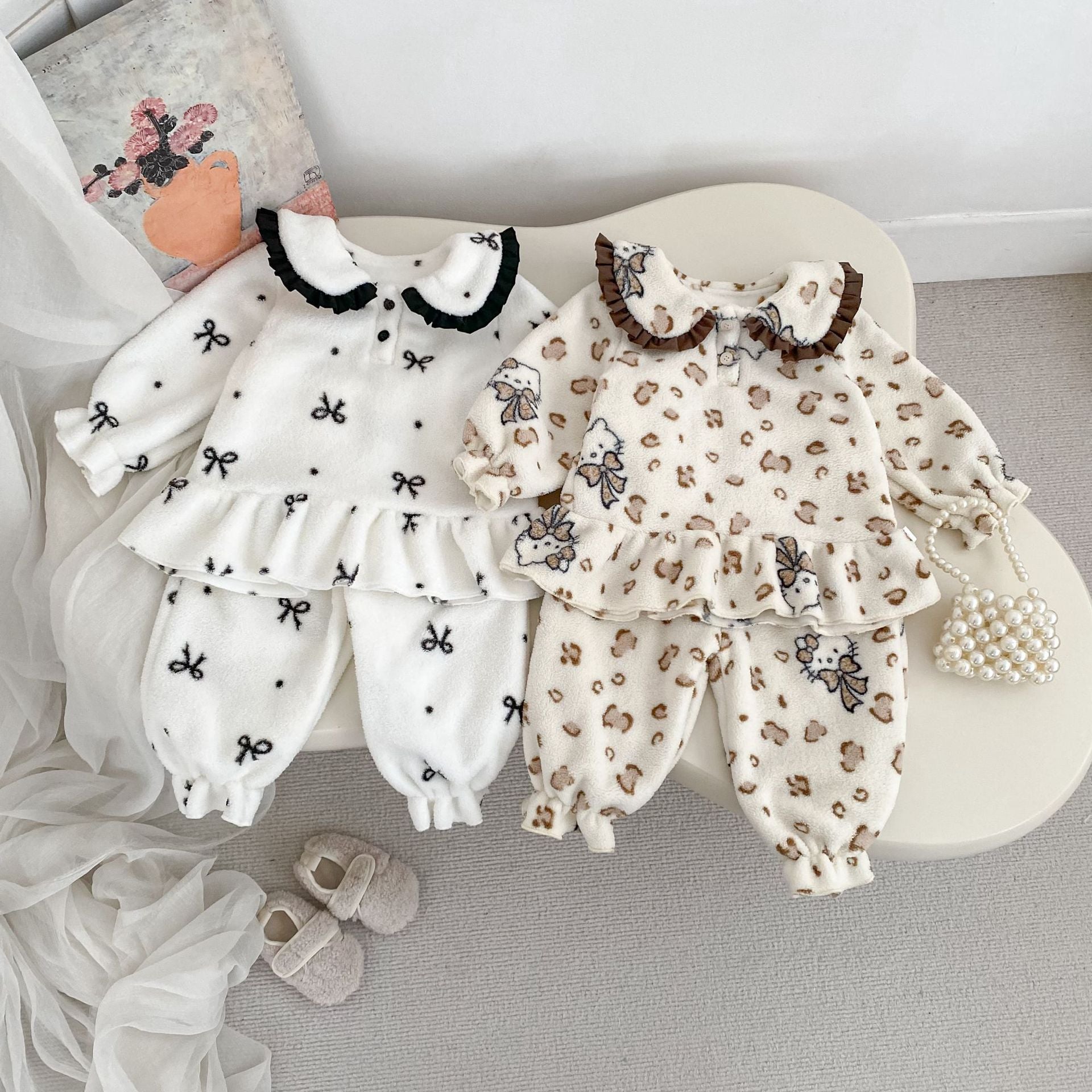 Winter Baby Kids Girls Long Sleeves Cute Pattern Top and Pants Fluffy Warm Pajamas Clothing Set, MyKids-USA®, Baby & Toddler Sleepwear, MyKids-USA -  -  -  -  -  -  - 