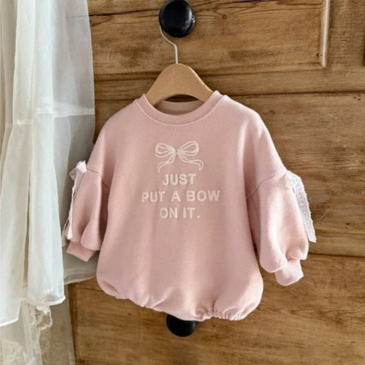 Arrival Autumn and Spring Baby Girls Simple Cute Letters and Butterfly-bow Pattern Long Sleeves Bodysuit, MyKids-USA®, Baby One-Pieces, MyKids-USA - Size/Age - 66 (3-6M) - Color - Pink -  -  - TR2601071337-B.