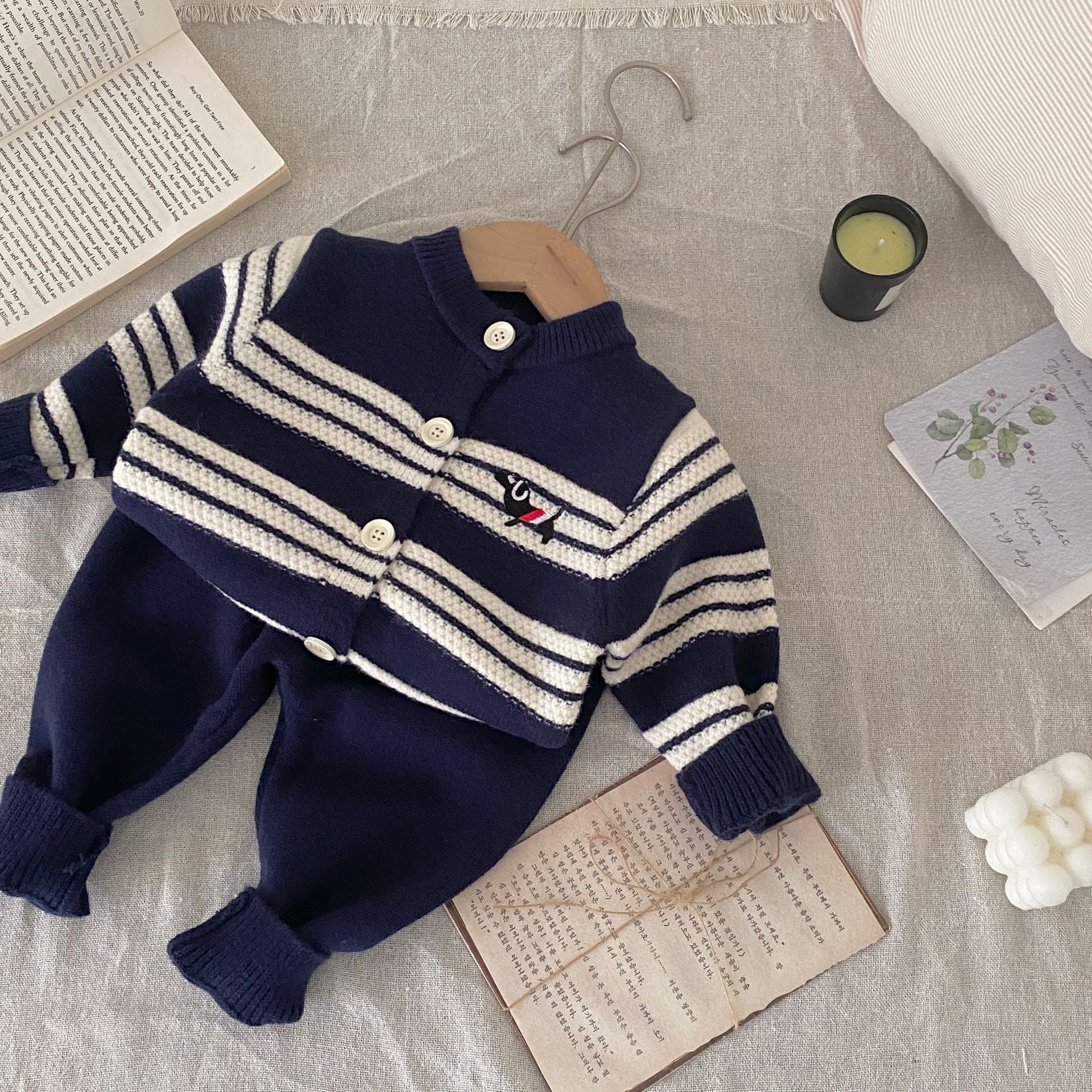 Winter and Autumn Baby Kids Unisex Striped Long Sleeves Cardigan and Pants Knitted Clothing Set, MyKids-USA®, Baby & Toddler Outfits, MyKids-USA - Size/Age - 66 (3-6M) - Color - Blue -  -  - TR2510222337-A
