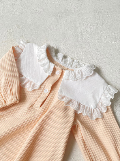 MyKids-USA® Autumn Arrival Lace Trim Collar Baby Kids Girls Princess Long Sleeves Bodysuit