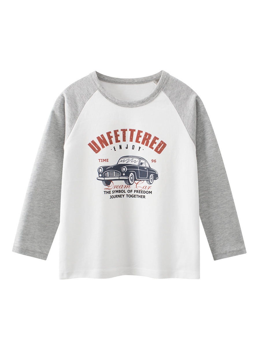 Spring Baby Kids Boys Cars Cartoon Print Long Sleeves Crew Neck Color Patchwork Top, MyKids-USA®, Shirts, MyKids-USA -  -  -  -  -  -  - .
