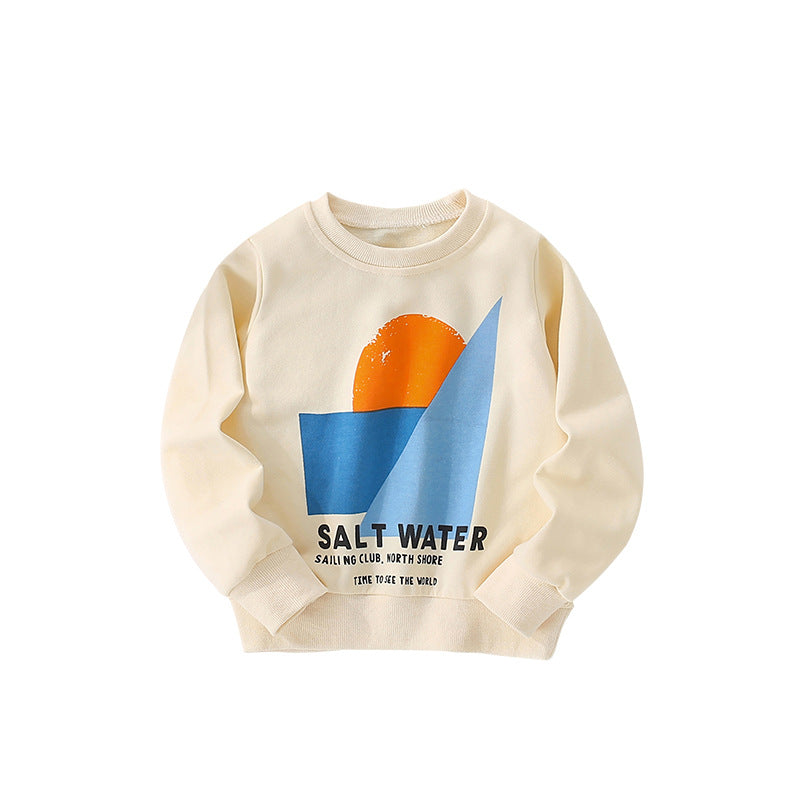 Autumn and Spring Arrival Geometric Pattern Long Sleeves Pullover for Stylish Boys, MyKids-USA®, Sweaters, MyKids-USA - Size/Age - 100 (2-3Y) - Color - Beige -  -  - TR2509132243-A