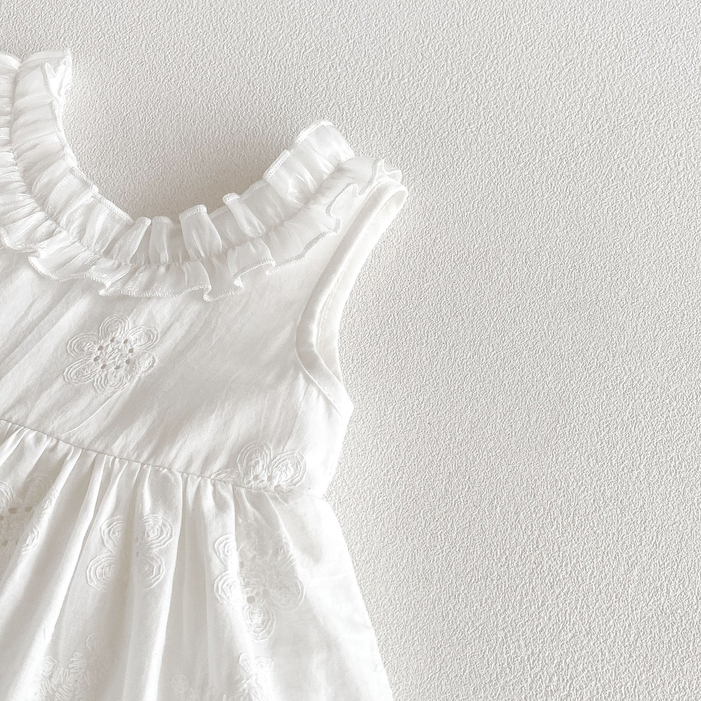 Design Summer Baby Kids Girls Sleeveless Solid Color Floral Pattern Bodysuit Dress