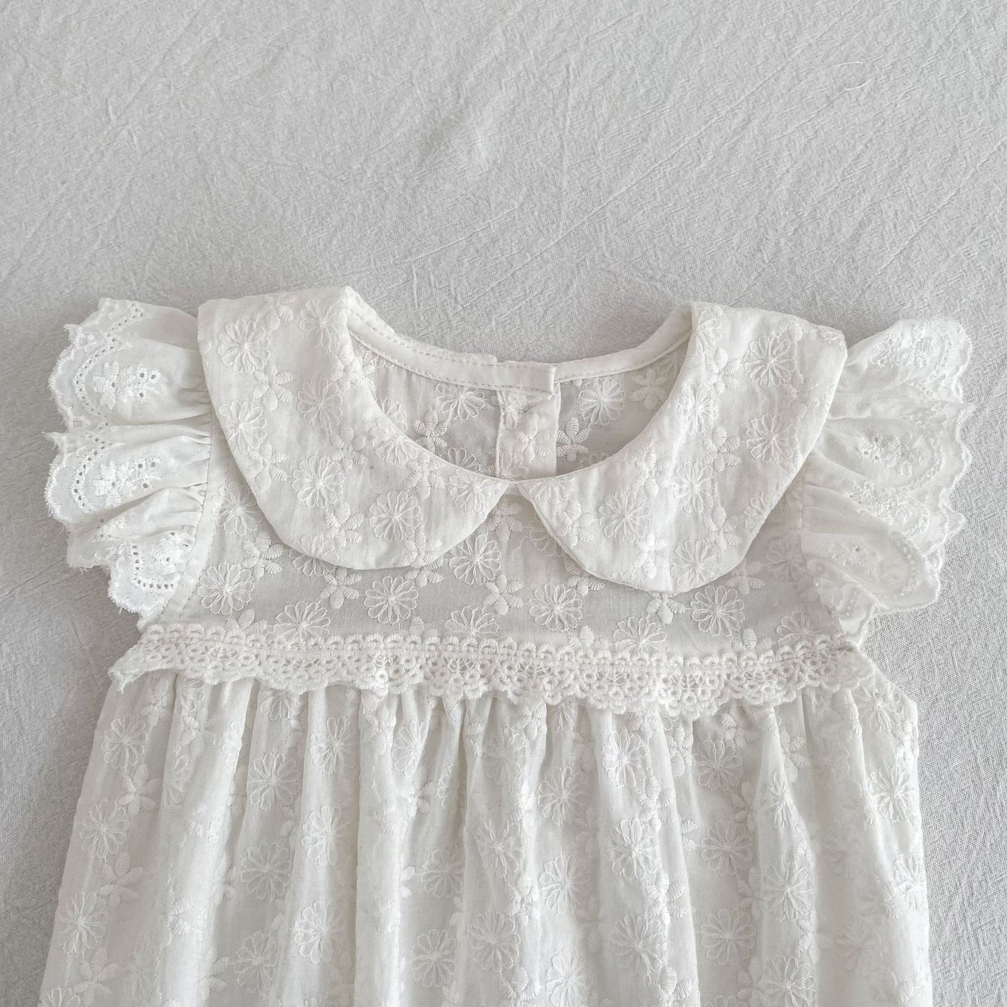 Summer Girls Flowers Embroidered Pattern Peter Pan Collar Onesies and Dress – Princess Sister Matching Set, MyKids-USA®, Baby & Children's Outfits, MyKids-USA® -  -  -  -  -  -  - .