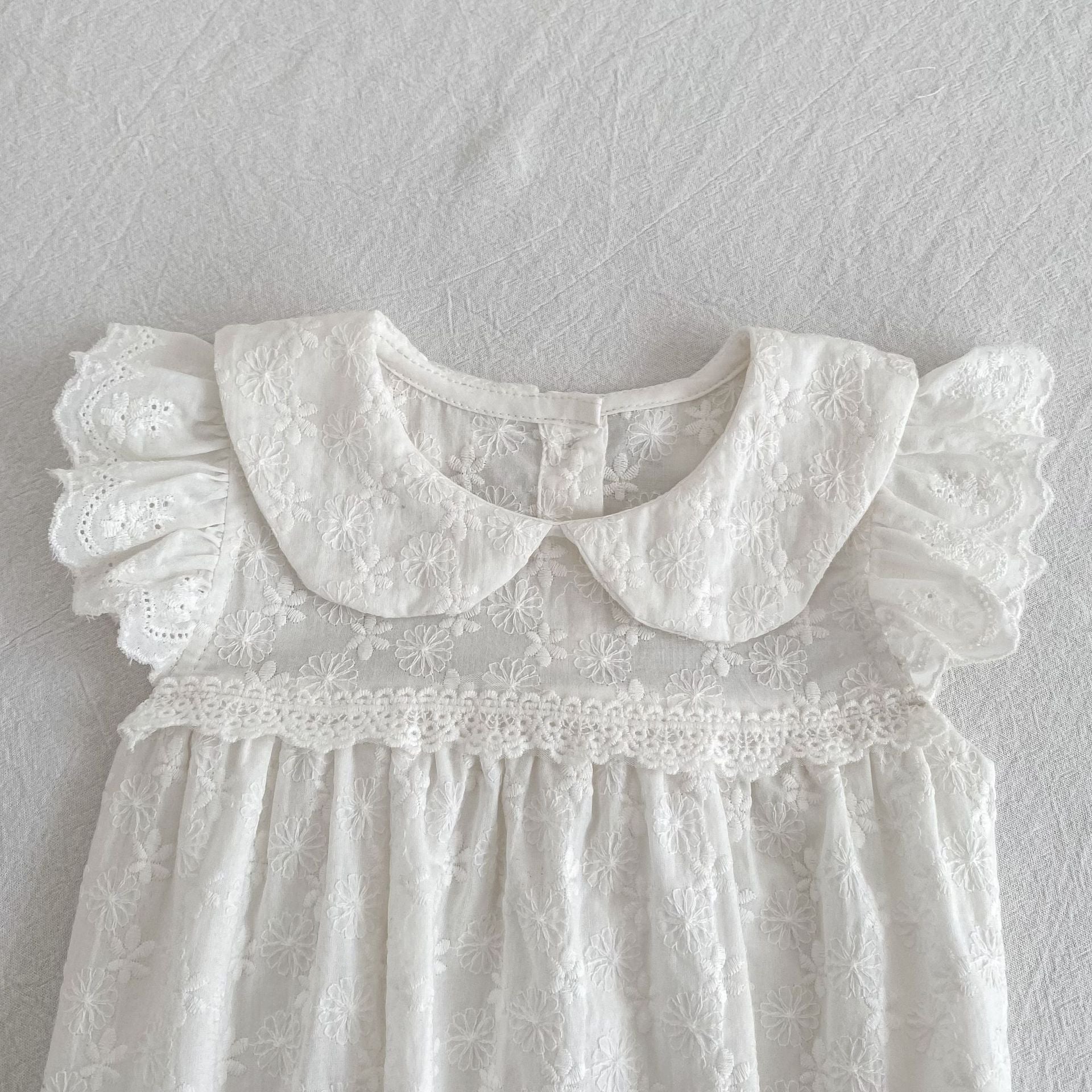 Summer Girls Flowers Embroidered Pattern Peter Pan Collar Onesies and Dress – Princess Sister Matching Set, MyKids-USA®, Baby & Children's Outfits, MyKids-USA® -  -  -  -  -  -  - .