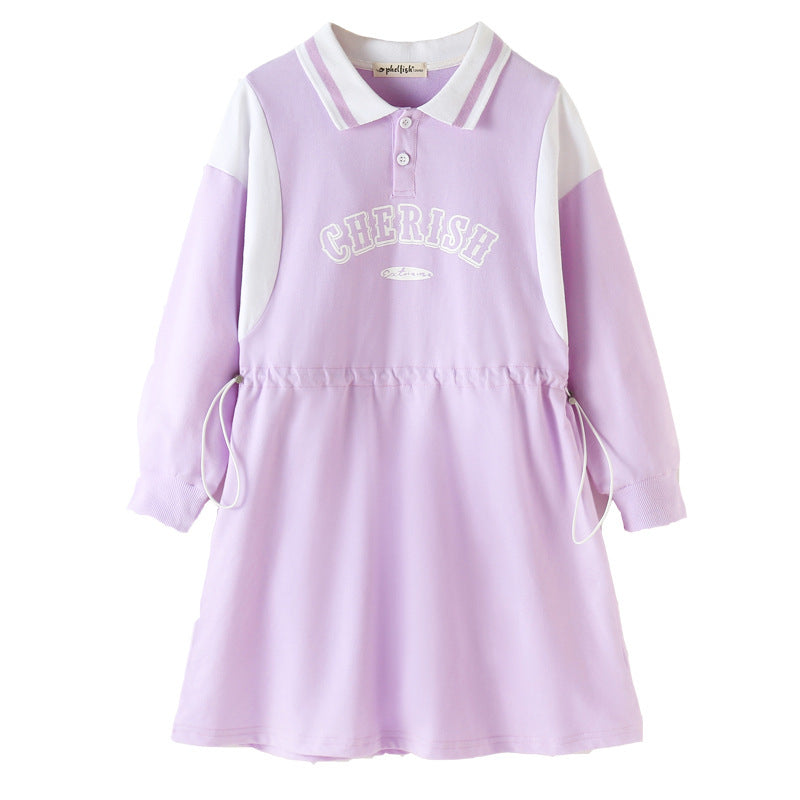 Autumn Arrival Long Sleeves Letters Pattern Sporty Dress for Stylish Girls